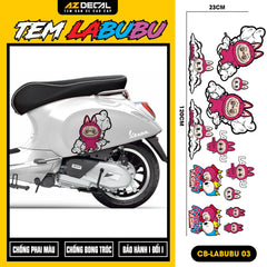 Sticker Tem Labubu Dán Xe, Mũ Bảo Hiểm | CB-LABUBU-03