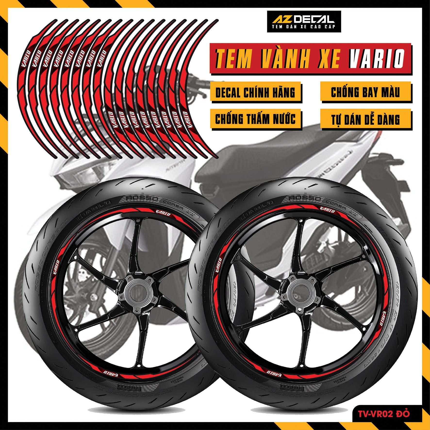 Tem Dán Vành VARIO | TV-VR02 đỏ