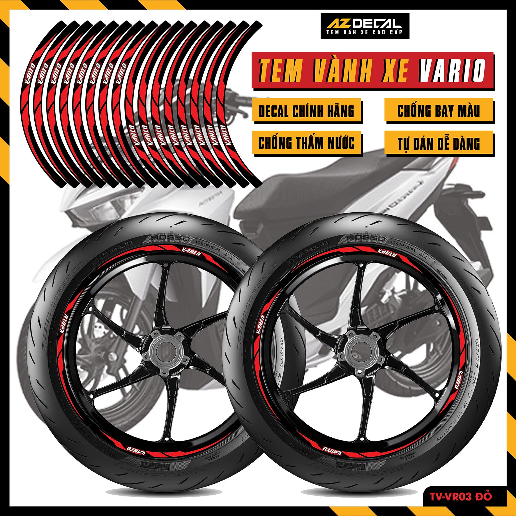 Tem Dán Vành VARIO | TV-VR03 đỏ