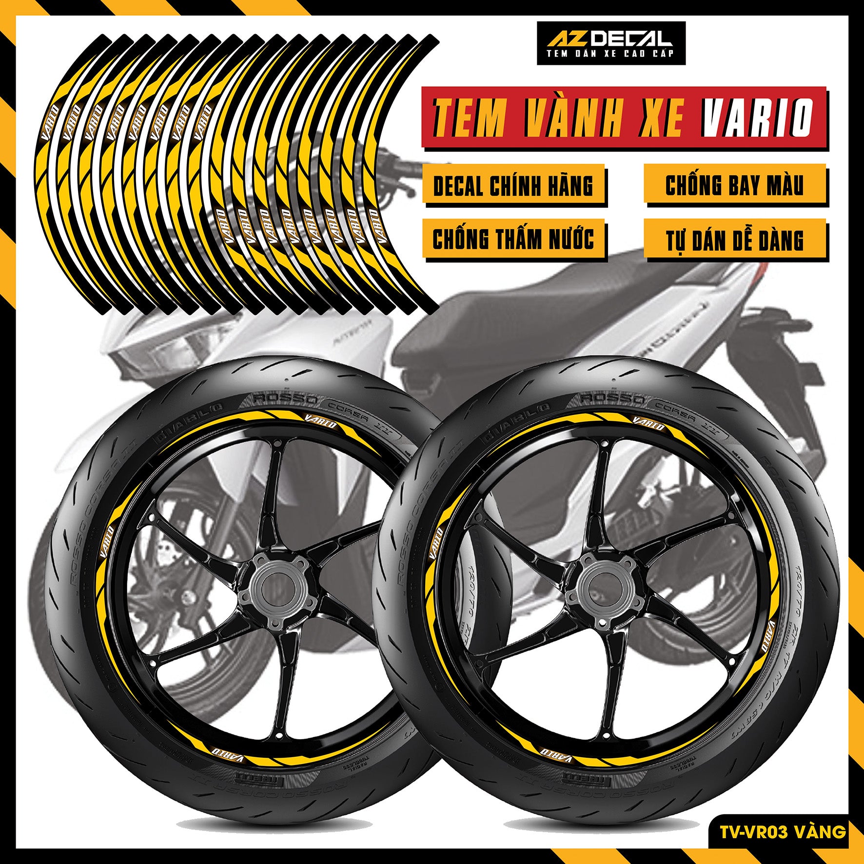Tem Dán Vành VARIO | TV-VR03 vàng