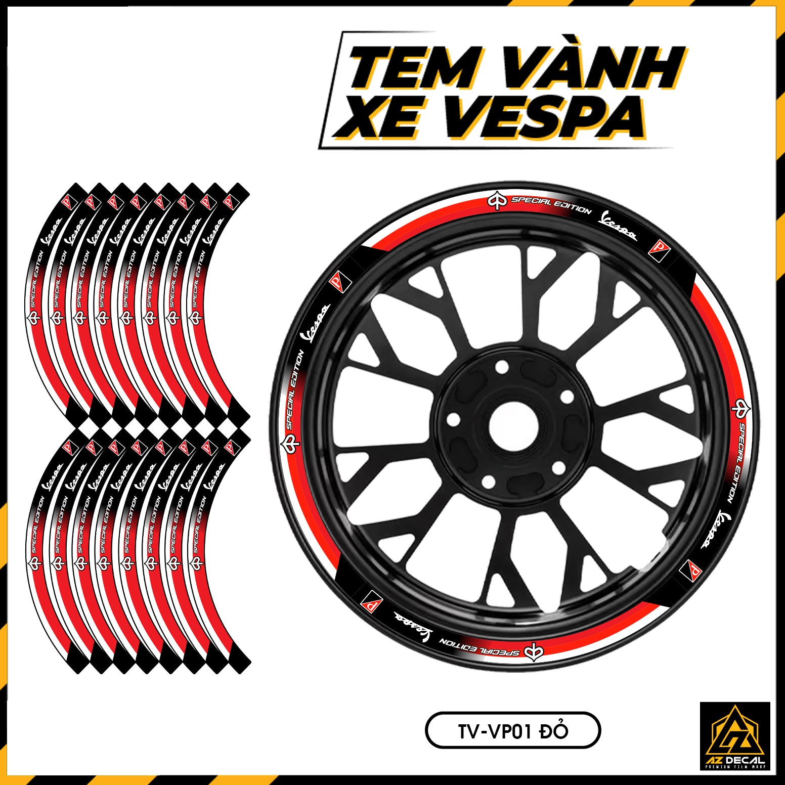 Tem Dán Vành VESPA | TV-VP01 ĐỎ