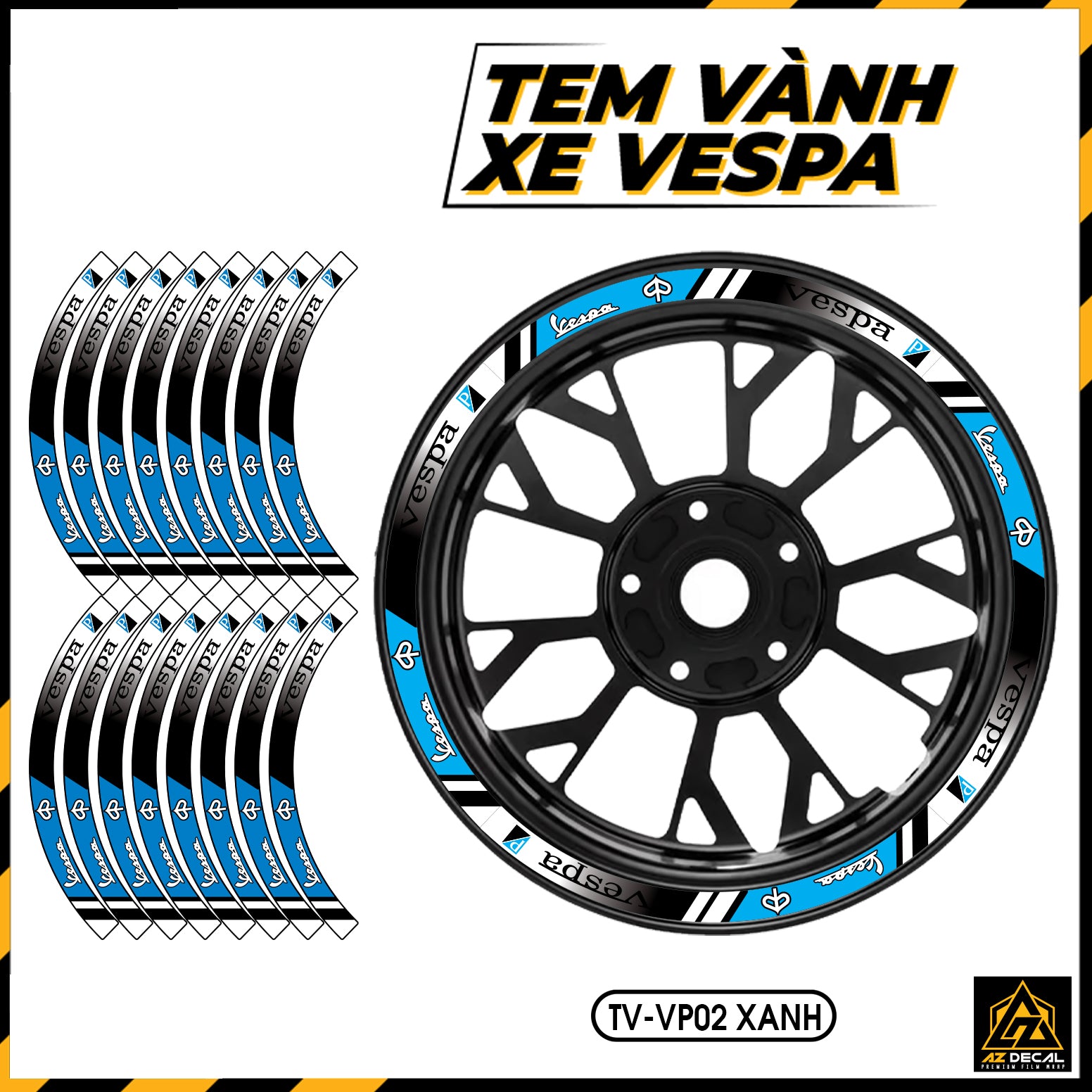 Tem Dán Vành VESPA | TV-VP02 xanh
