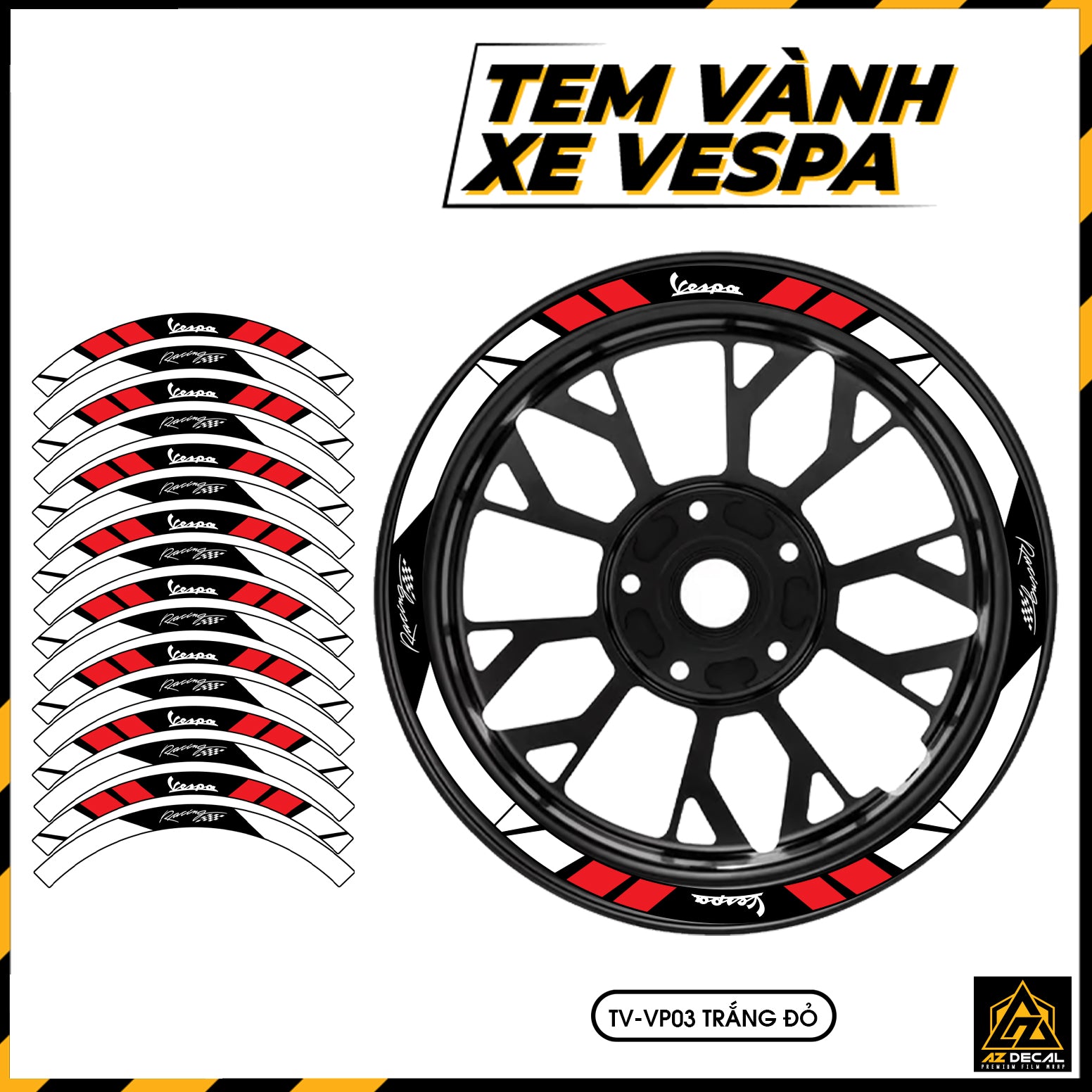 Tem Dán Vành VESPA | TV-VP03 trắng đỏ