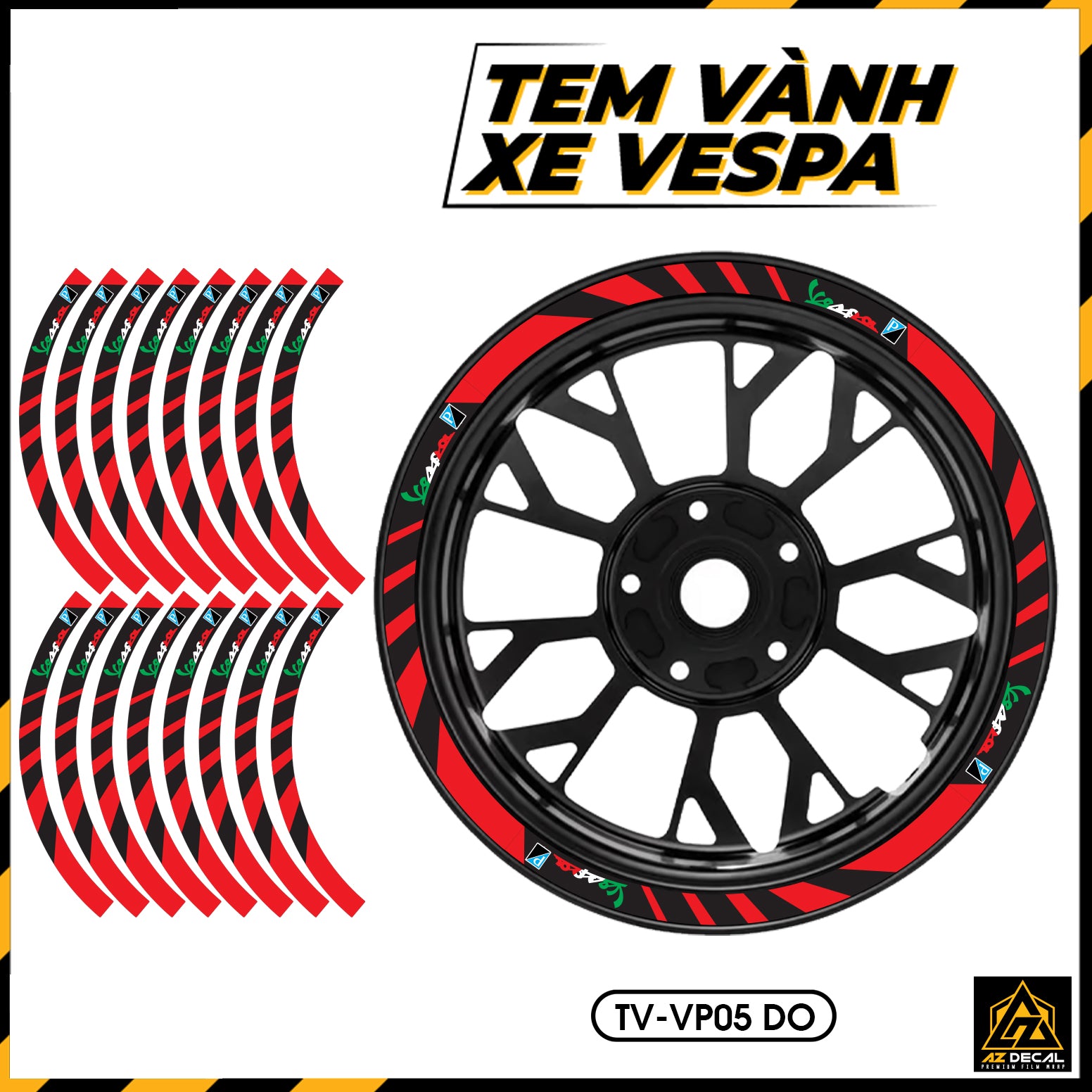 Tem Dán Vành VESPA | TV-VP05 đỏ