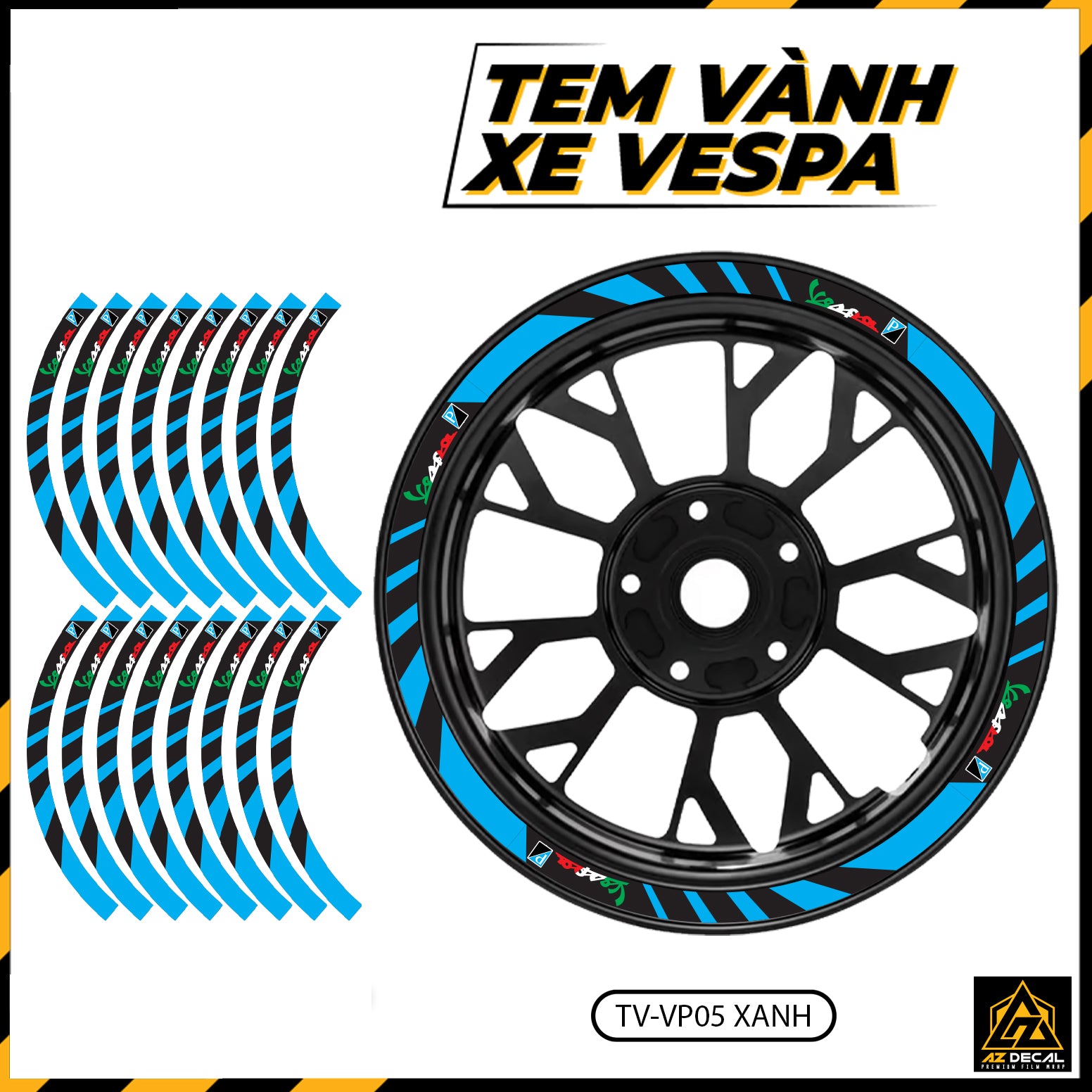 Tem Dán Vành VESPA | TV-VP05 xanh