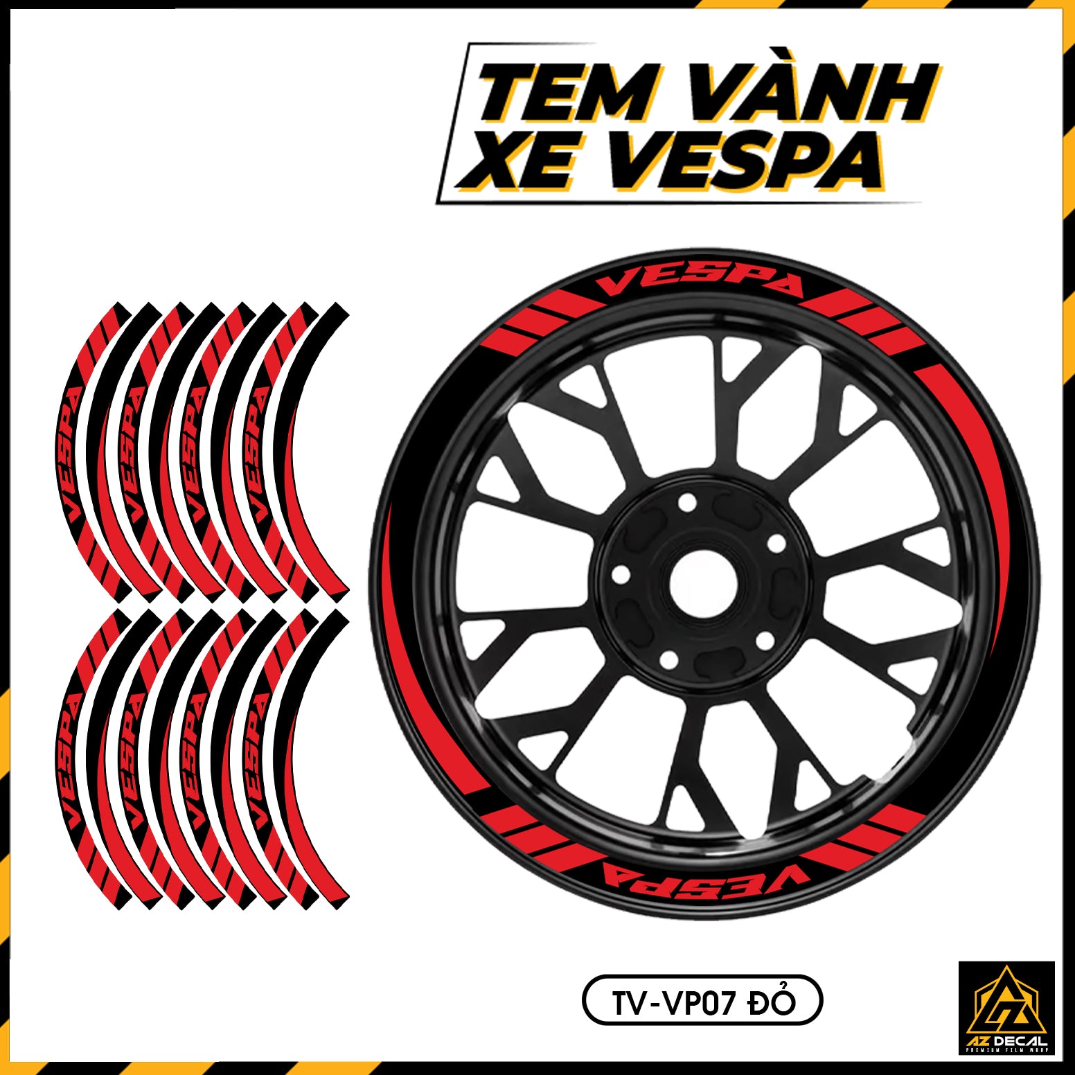 Tem Dán Vành VESPA | TV-VP07 đỏ