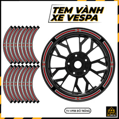 Tem Dán Vành VESPA | TV-VP08 đỏ trắng