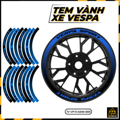 Tem Dán Vành VESPA | TV-VP10 xanh đen