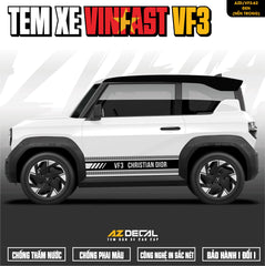 Tem Xe Vinfast VF3 Mẫu VF3-62 Dior - Thiết Kế Theo Yêu Cầu