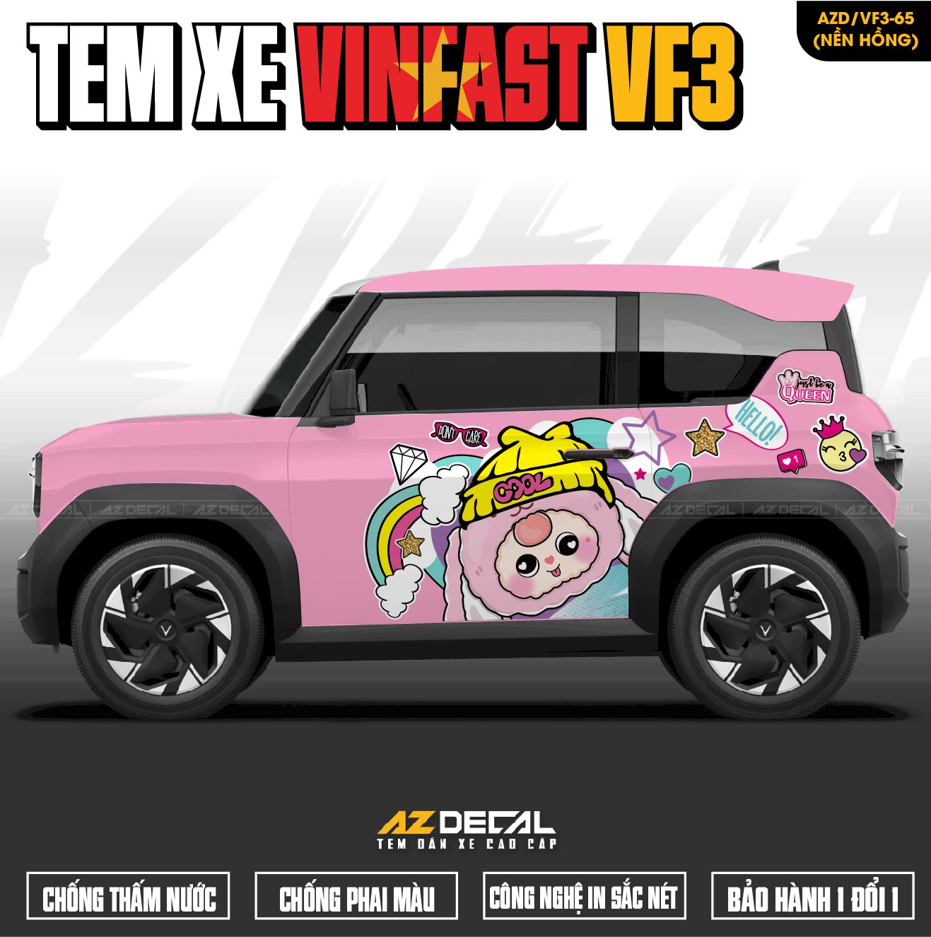 Tem Xe Vinfast VF3 Mẫu VF3-66 Baby Three - Thiết Kế Theo Yêu Cầu
