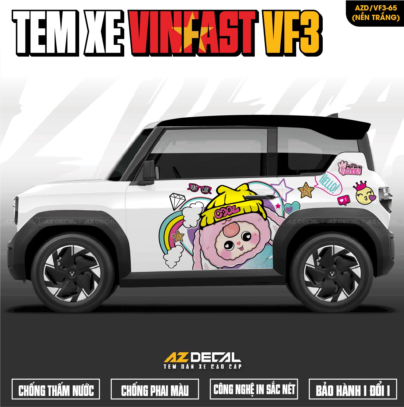 Tem Xe Vinfast VF3 Mẫu VF3-66 Baby Three - Thiết Kế Theo Yêu Cầu
