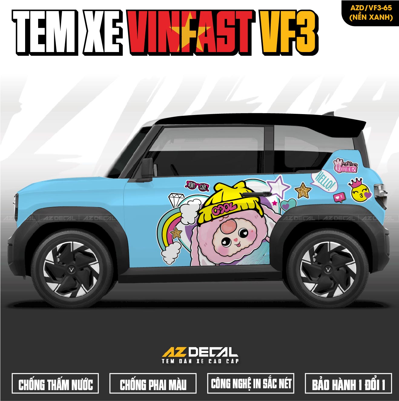 Tem Xe Vinfast VF3 Mẫu VF3-66 Baby Three - Thiết Kế Theo Yêu Cầu