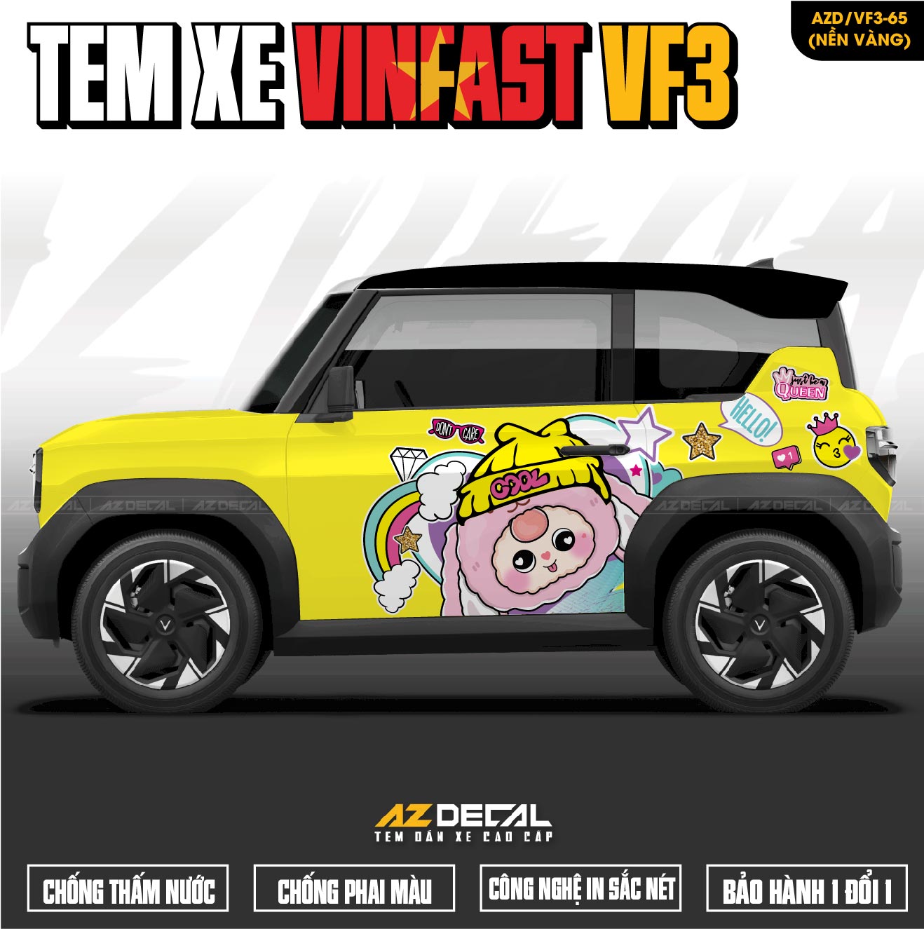 Tem Xe Vinfast VF3 Mẫu VF3-66 Baby Three - Thiết Kế Theo Yêu Cầu