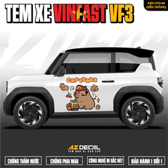 Tem Xe Vinfast VF3 Mẫu VF3-68 Capybara - Thiết Kế Theo Yêu Cầu