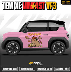 Tem Xe Vinfast VF3 Mẫu VF3-68 Capybara - Thiết Kế Theo Yêu Cầu