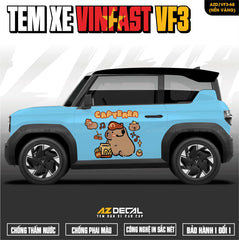 Tem Xe Vinfast VF3 Mẫu VF3-68 Capybara - Thiết Kế Theo Yêu Cầu