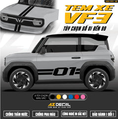 Dán tem xe Vinfast VF3 mẫu VF3-69 Số Tự Chọn