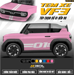 Dán tem xe Vinfast VF3 mẫu VF3-69 Số Tự Chọn
