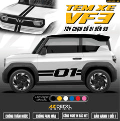 Dán tem xe Vinfast VF3 mẫu VF3-69 Số Tự Chọn
