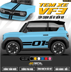 Dán tem xe Vinfast VF3 mẫu VF3-69 Số Tự Chọn