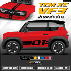 Tem Xe Vinfast VF3 Mẫu VF3-69 Số - Thiết Kế Theo Yêu Cầu