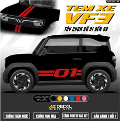 Tem Xe Vinfast VF3 Mẫu VF3-69 Số - Thiết Kế Theo Yêu Cầu