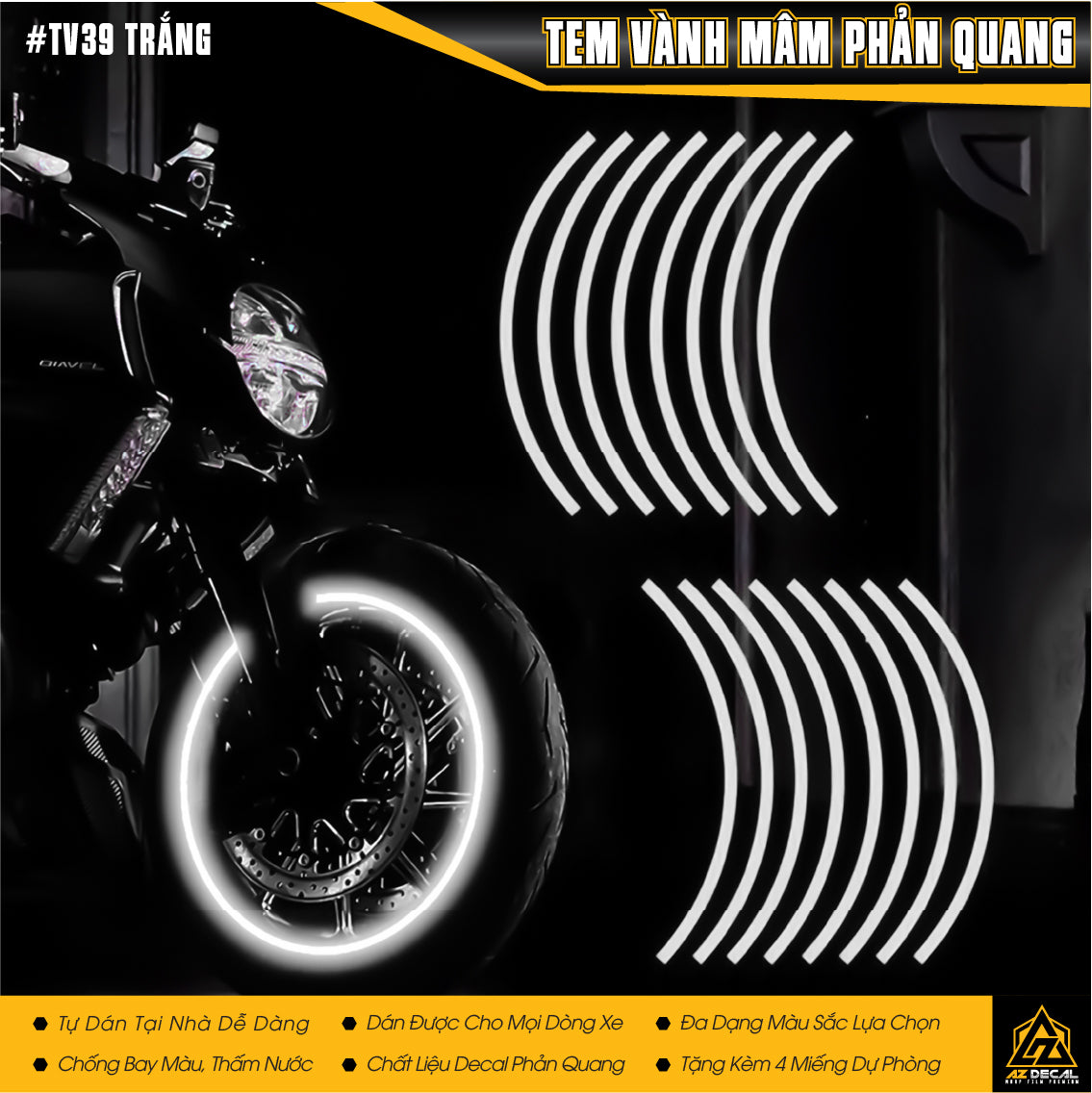 Tem vành phản quang màu trắng