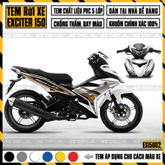 Tem xe Ex 150 Đen Vàng - Xe Trắng