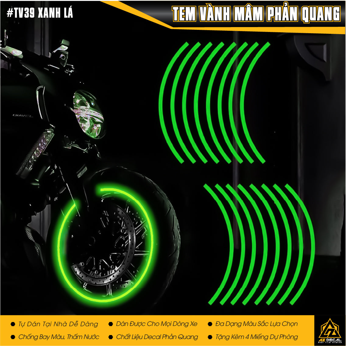 Decal dán mâm xe máy màu xanh lá