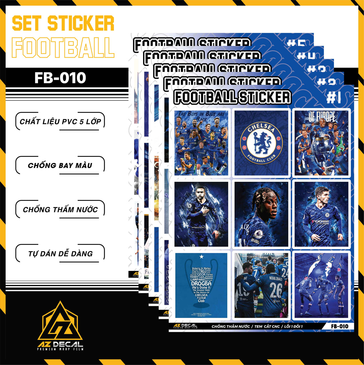 Sticker Dán Ô Tô, Xe Máy, Xe Điện, Xe Đạp, Mũ Bảo Hiểm | Football FB-010 CHELSEA