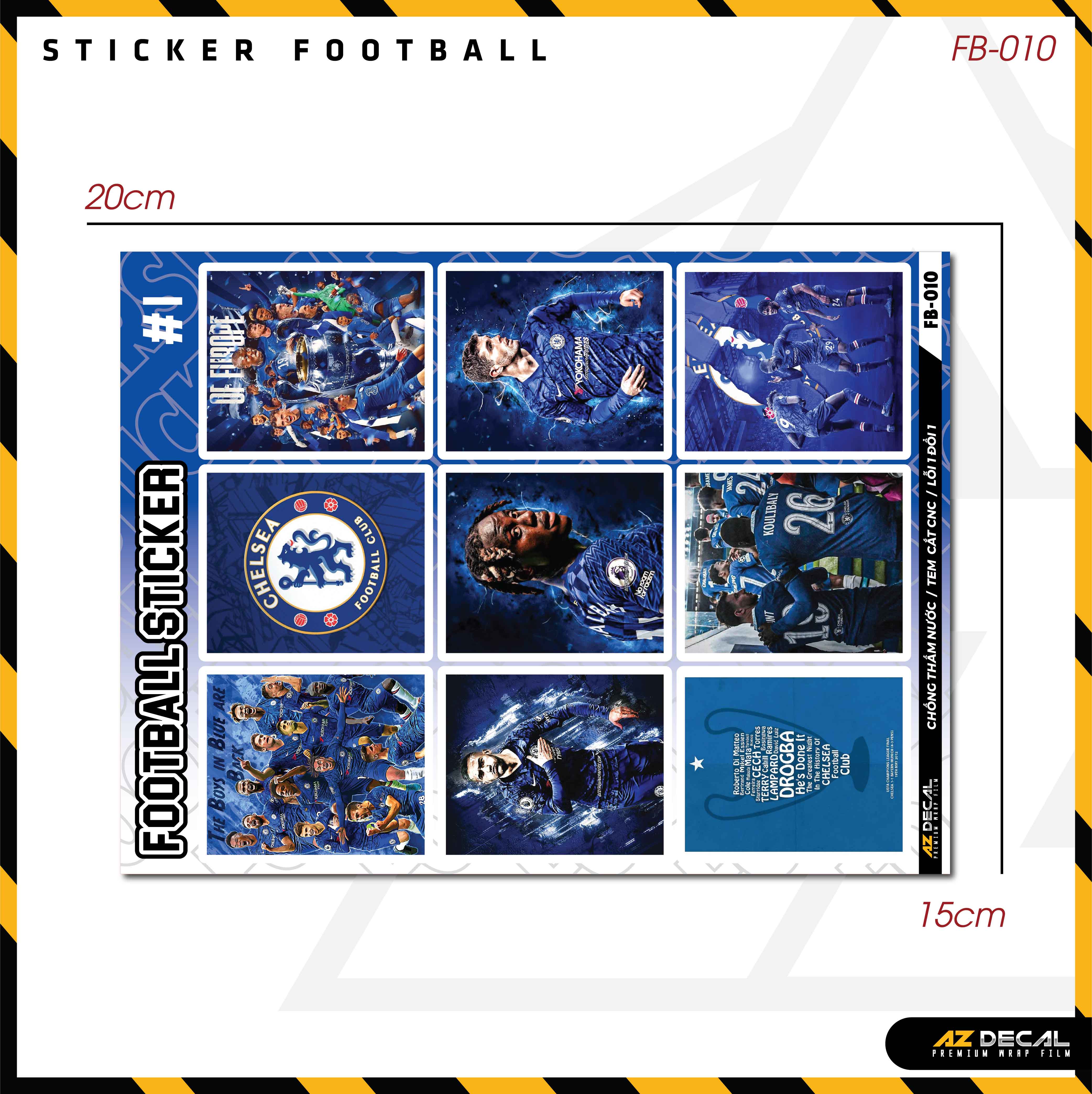 Sticker Dán Ô Tô, Xe Máy, Xe Điện, Xe Đạp, Mũ Bảo Hiểm | Football FB-010 CHELSEA