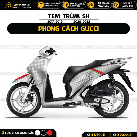 Tem trùm xe SH 2017 - 2022 - 2023 phong cách Gucci