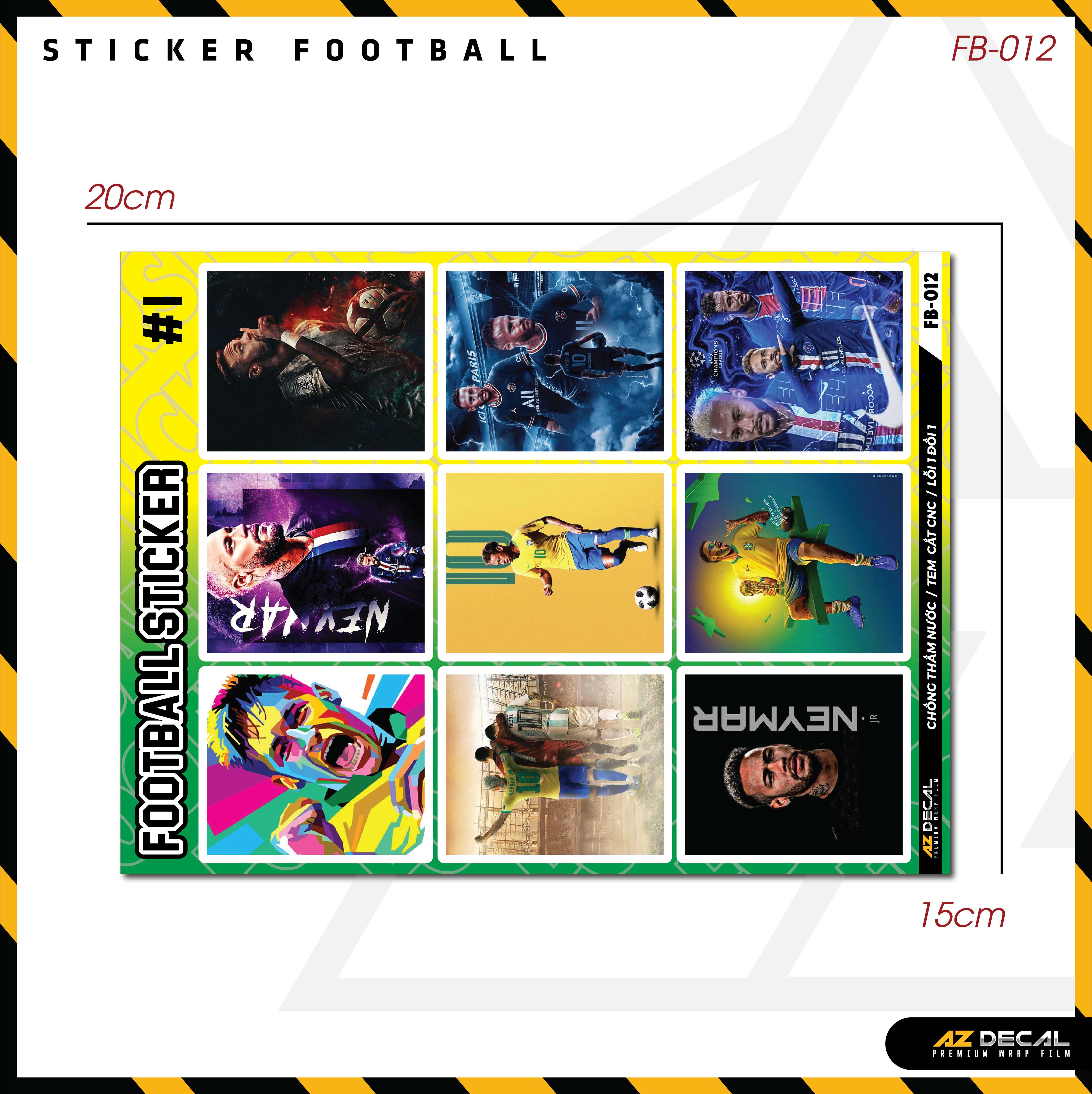 Sticker Dán Ô Tô, Xe Máy, Xe Điện, Xe Đạp, Mũ Bảo Hiểm | Football FB-012 NEYMA