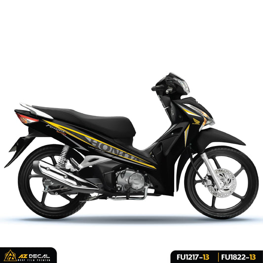 Tem xe Honda Future 125 FI màu xám vàng dán xe đen