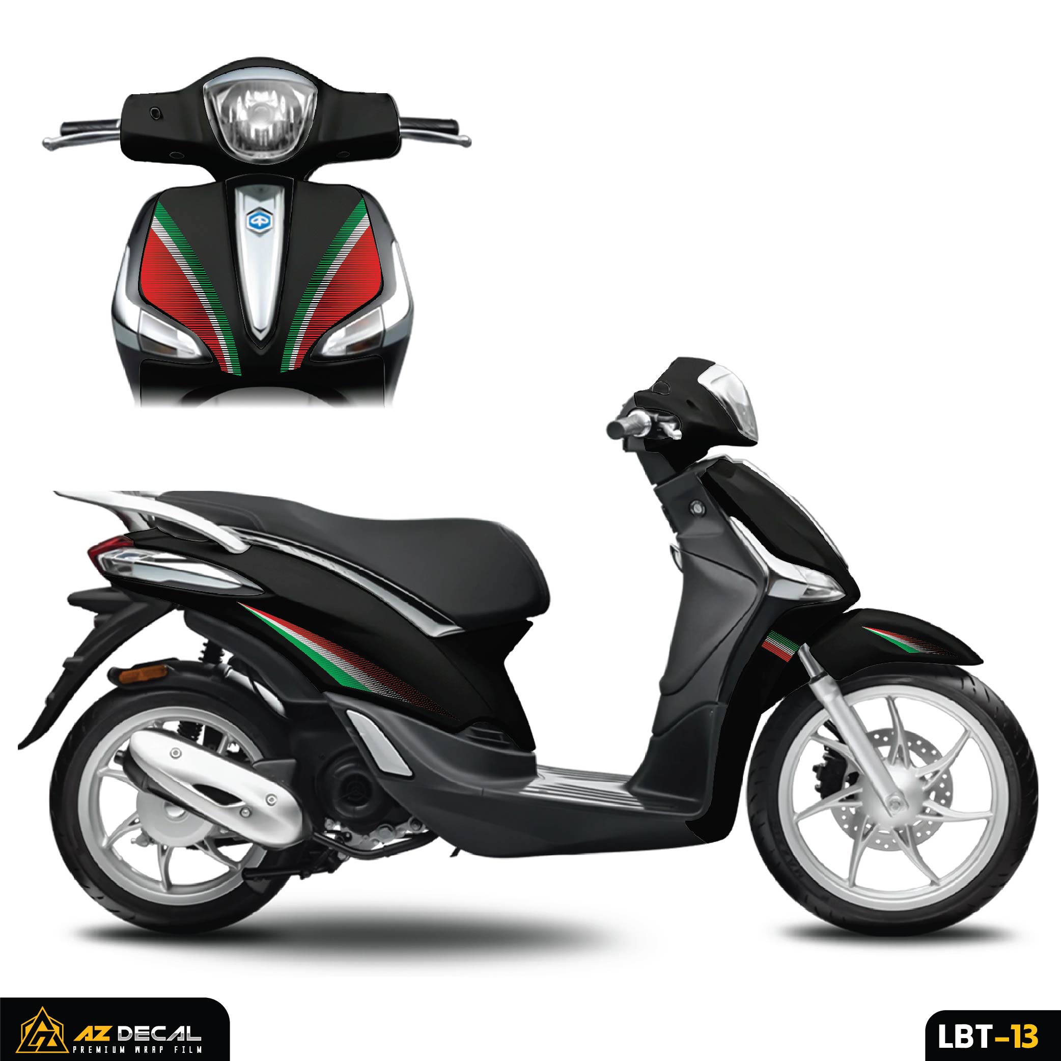 Tem dán xe Liberty 125 đen phong cách cờ Italia