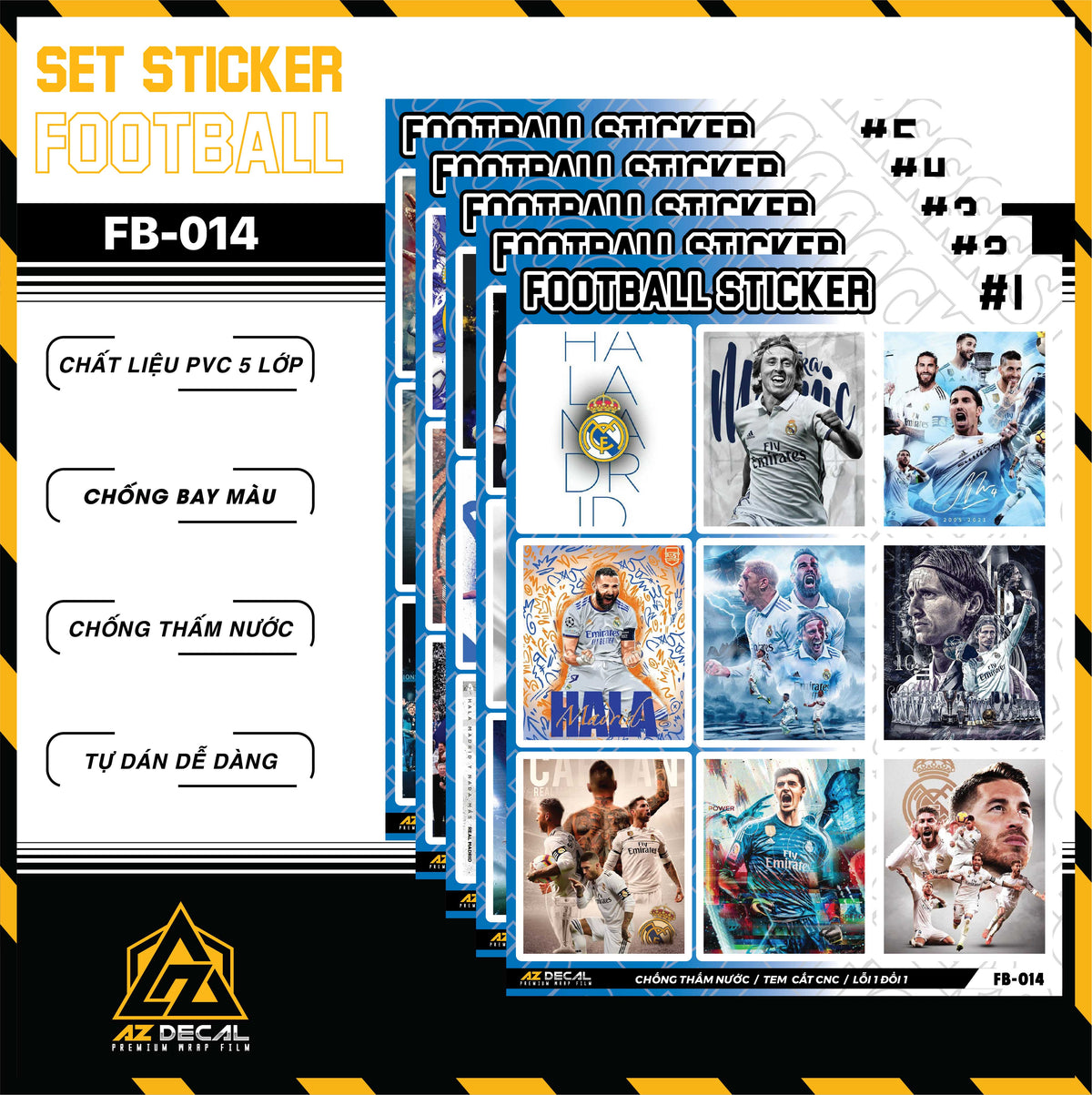 Sticker Dán Ô Tô, Xe Máy, Xe Điện, Xe Đạp, Mũ Bảo Hiểm | Football FB-014 REAL