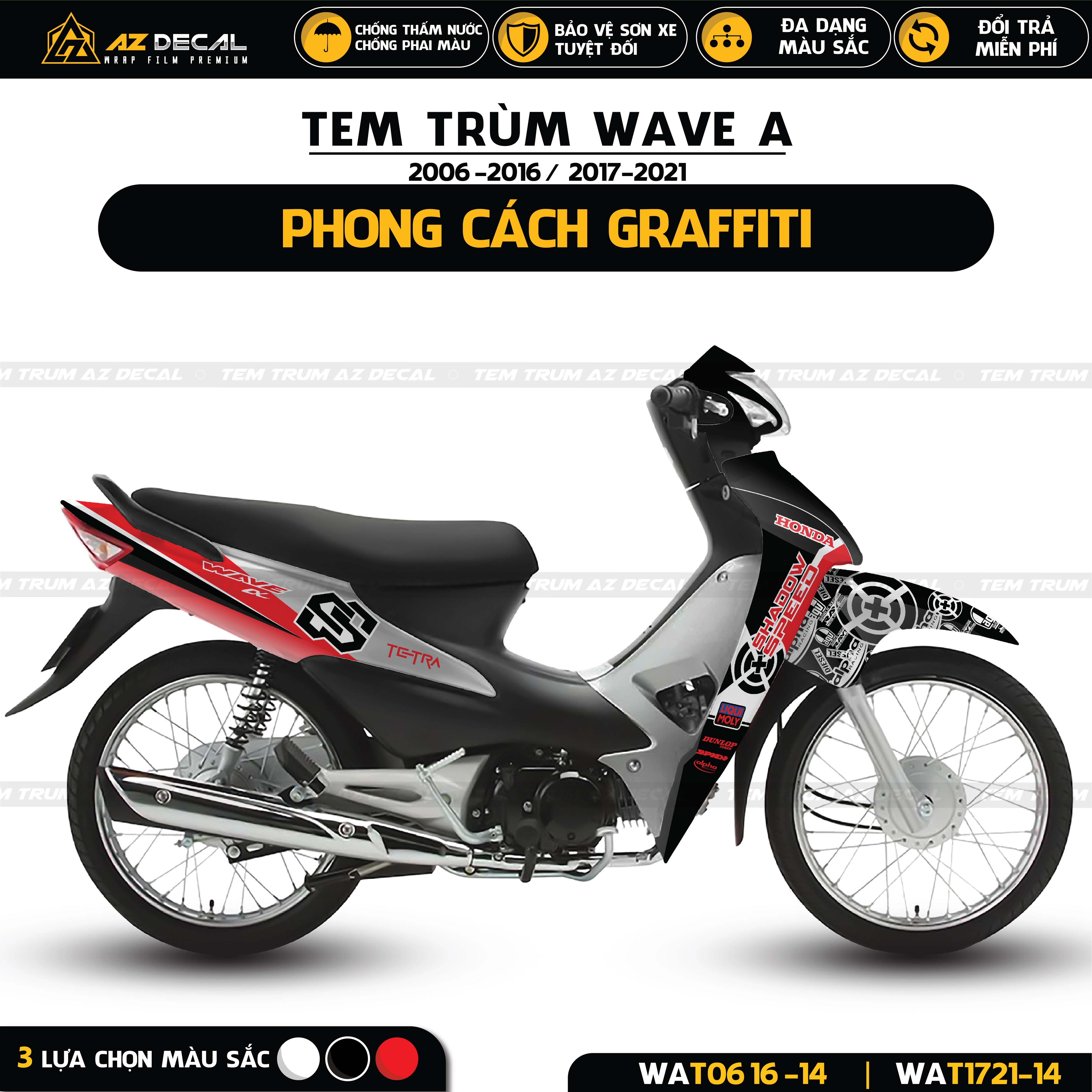 Tem trùm xe Wave Alpha 100 110 phong cách Graffiti