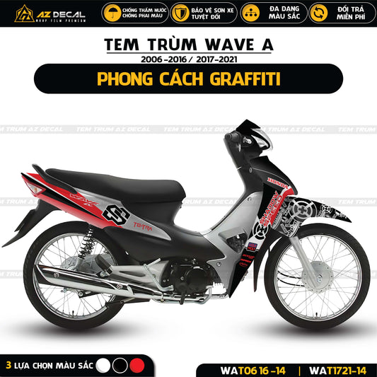 Tem trùm xe Wave Alpha 100 110 phong cách Graffiti