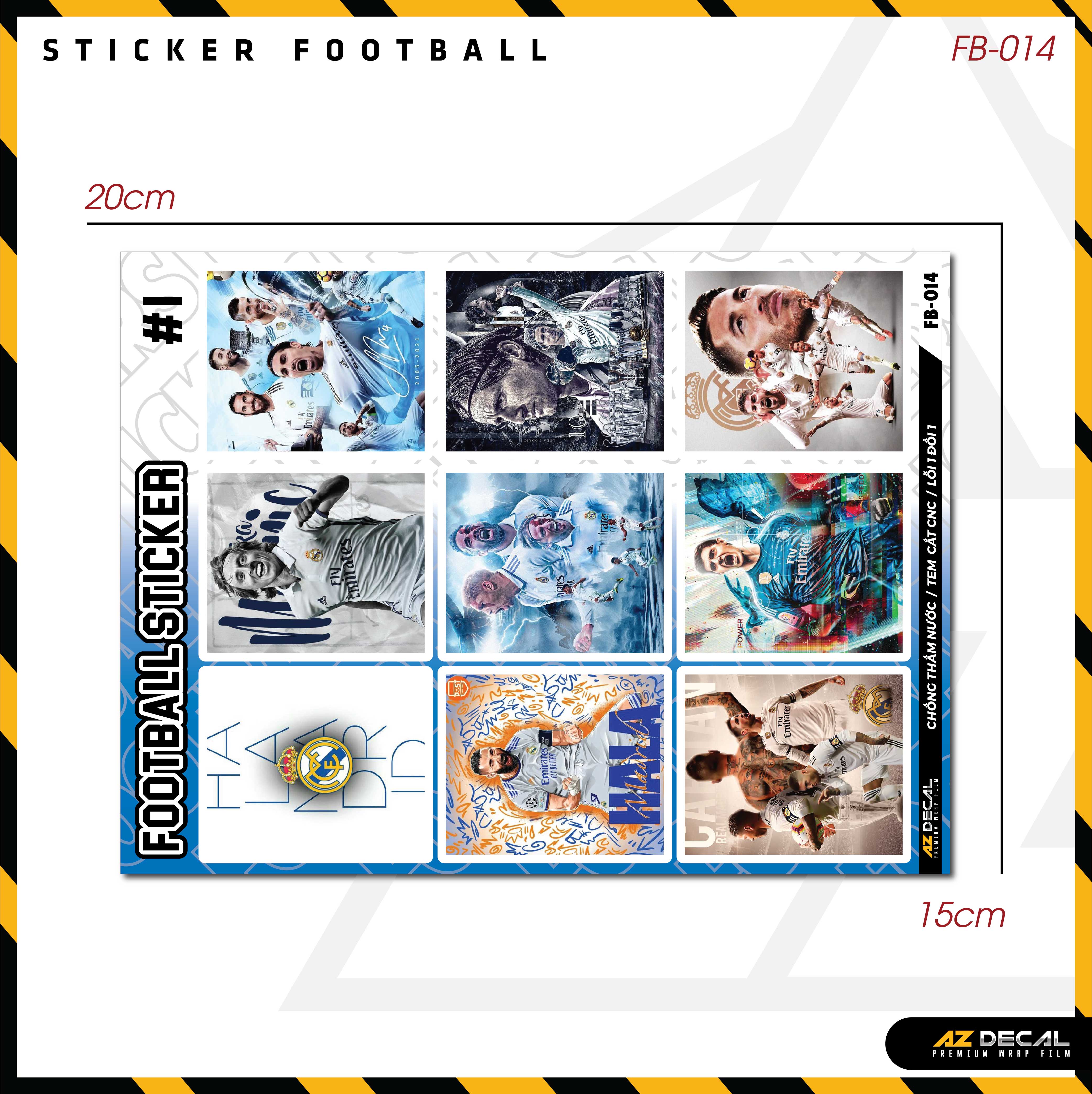 Sticker Dán Ô Tô, Xe Máy, Xe Điện, Xe Đạp, Mũ Bảo Hiểm | Football FB-014 REAL