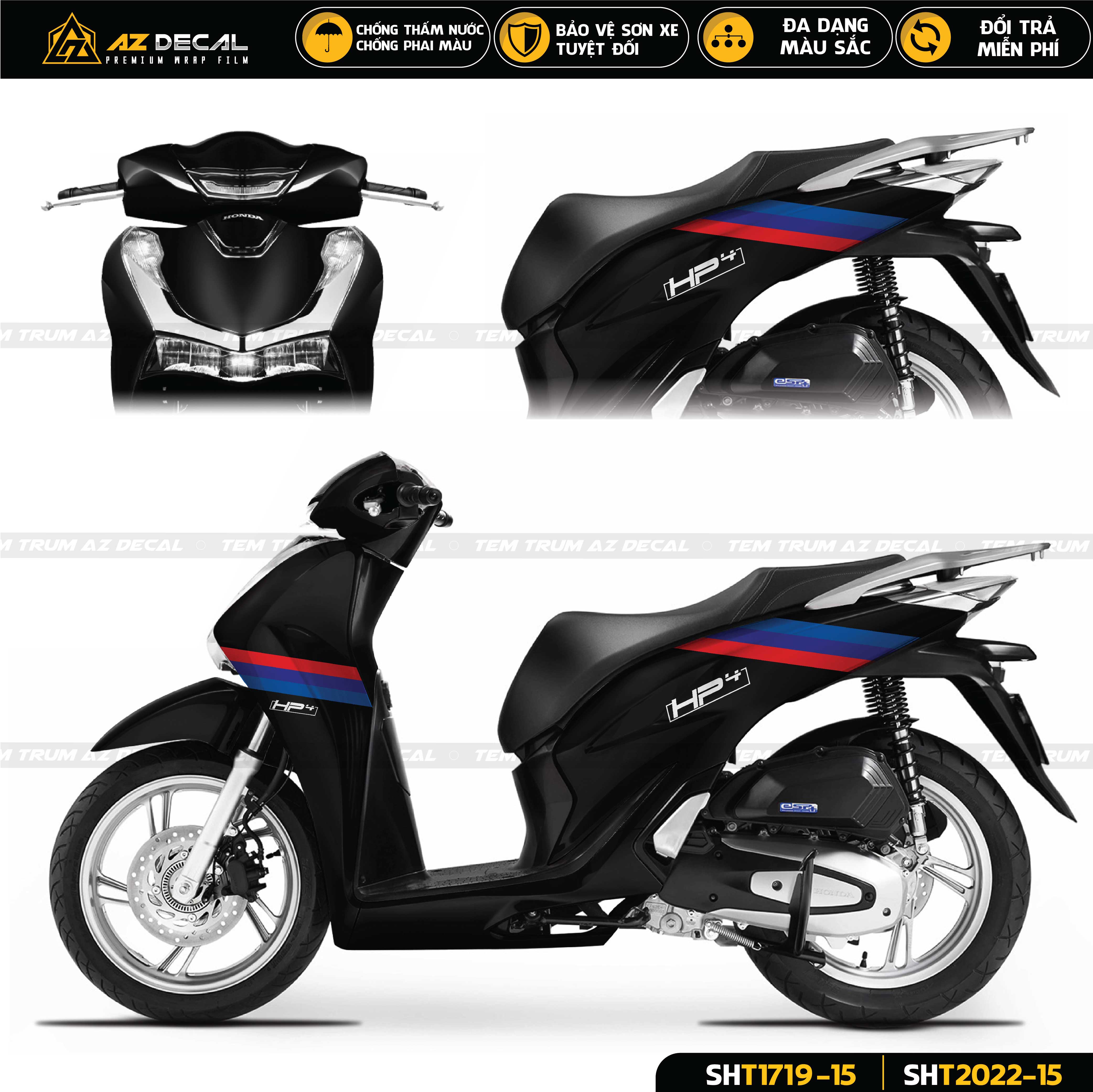 Dán decal trùm cho xe Honda Sh đen mẫu HP4 đẹp