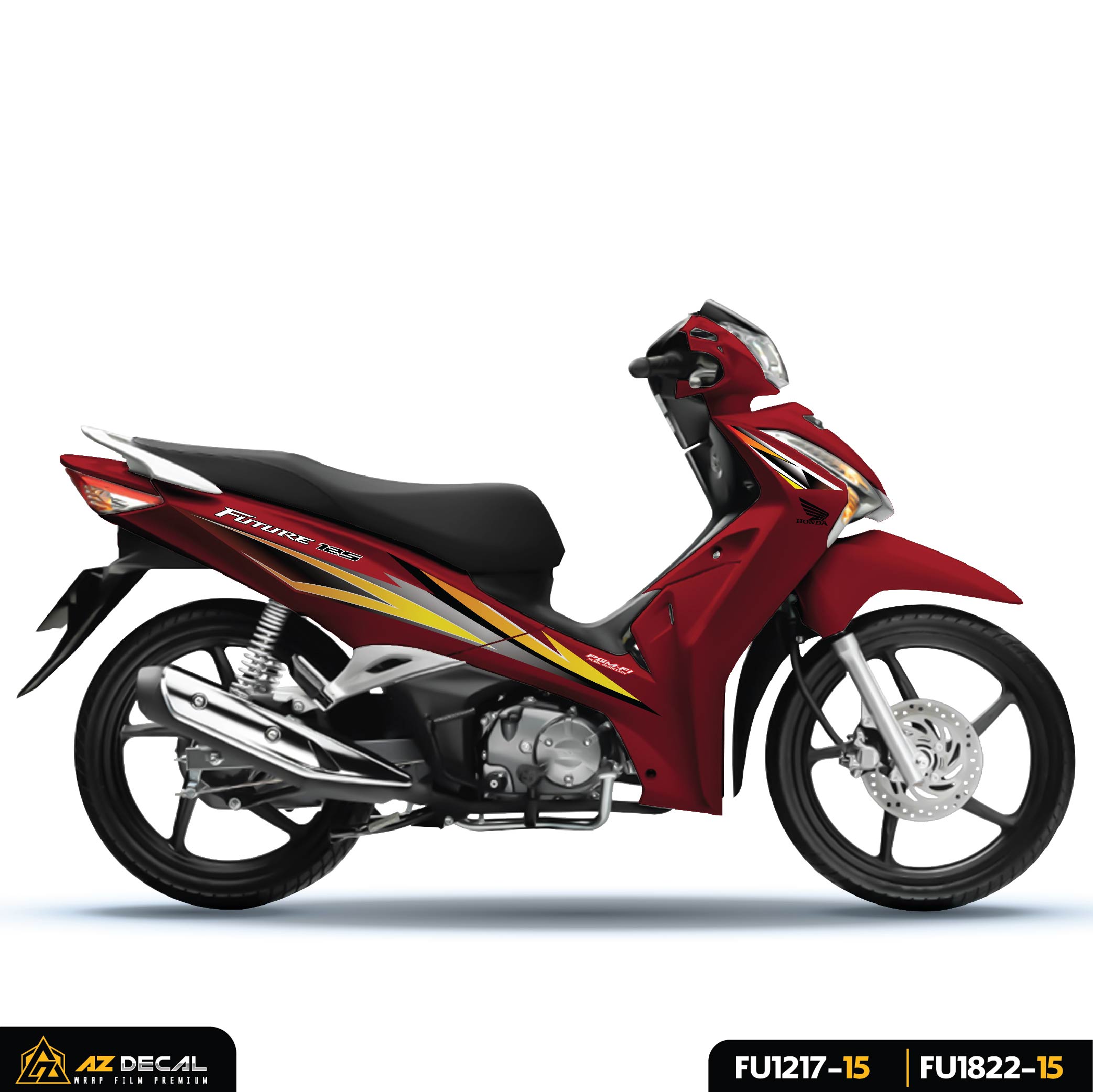 Mẫu tem dán xe Future 125 FI màu vàng đen nền đỏ