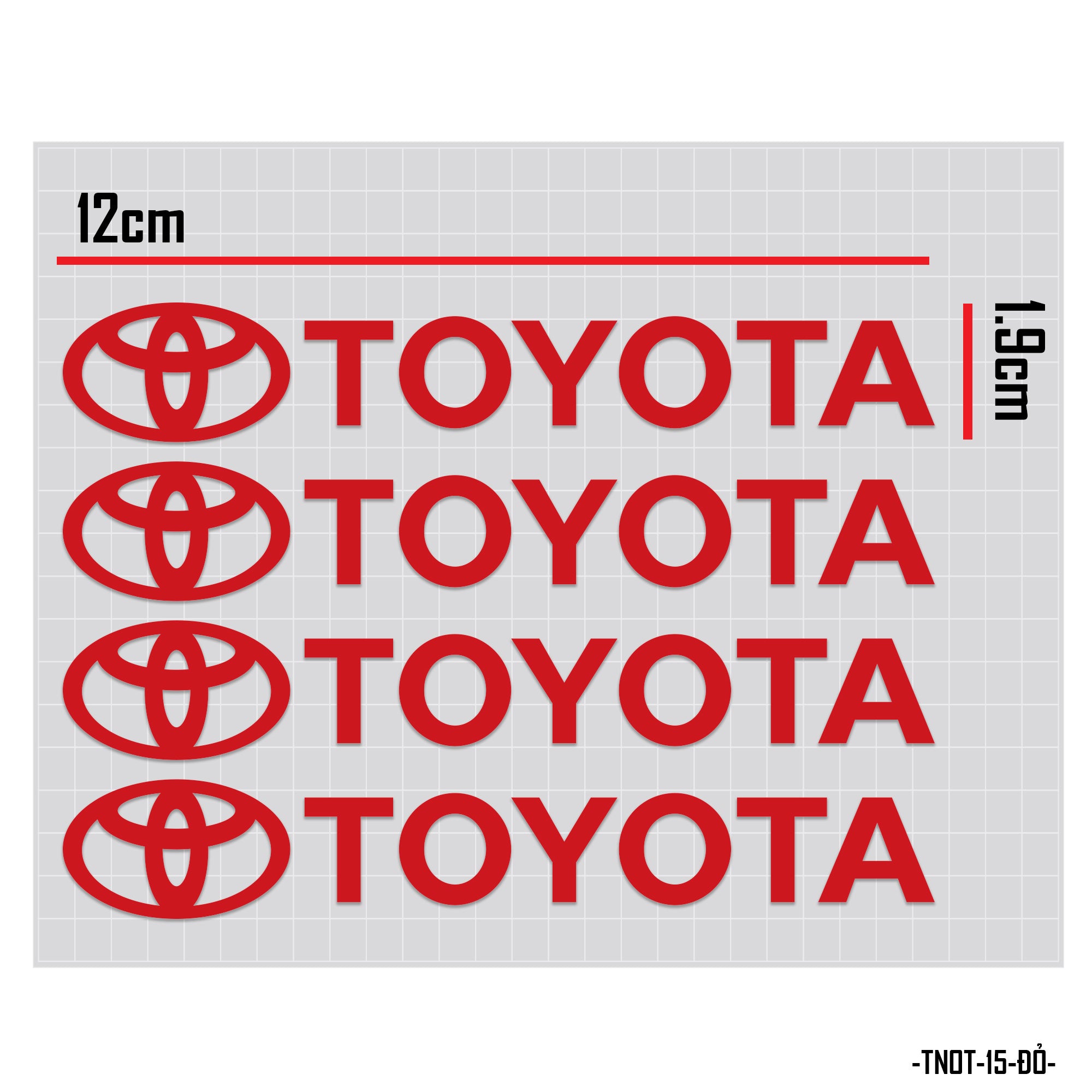 Tem dán tay nắm cửa xe ô tô chữ Toyota đỏ