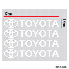 Đề can dán tay nắm cửa xe ô tô chữ Toyota trắng