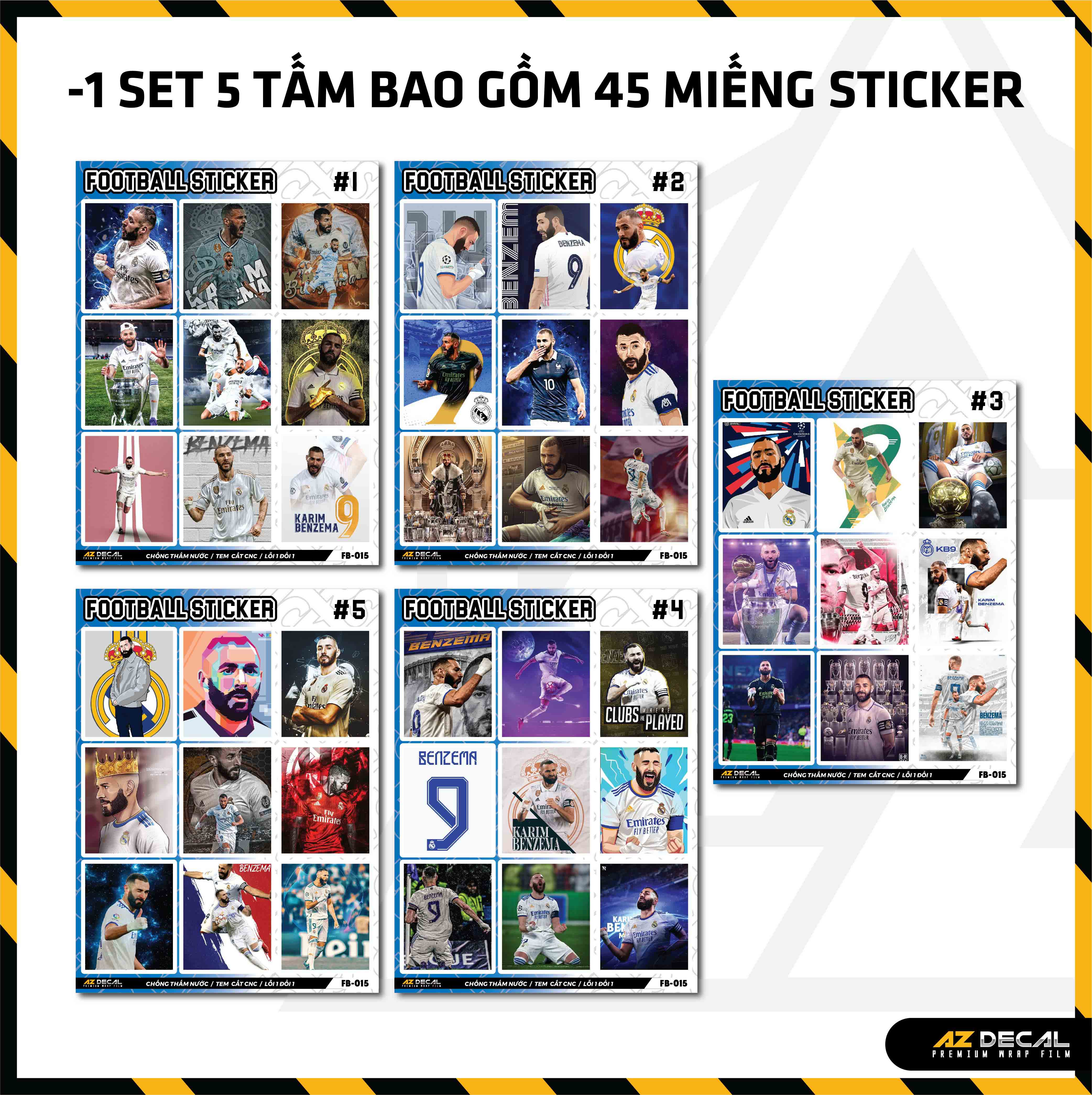 Sticker Dán Ô Tô, Xe Máy, Xe Điện, Xe Đạp, Mũ Bảo Hiểm | Football FB-015 BENZEMA