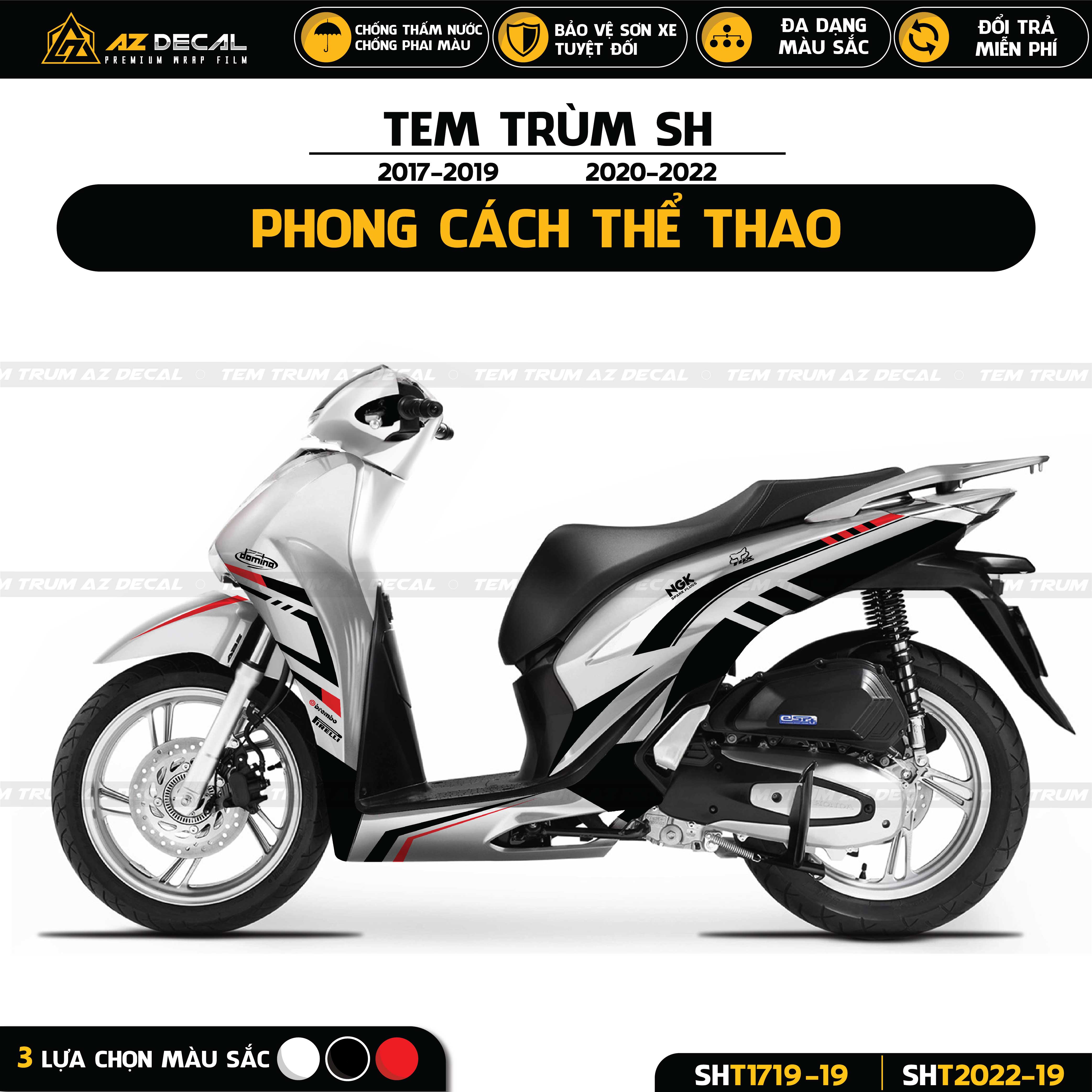 Tem trùm xe SH phong cách thể thao đẹp