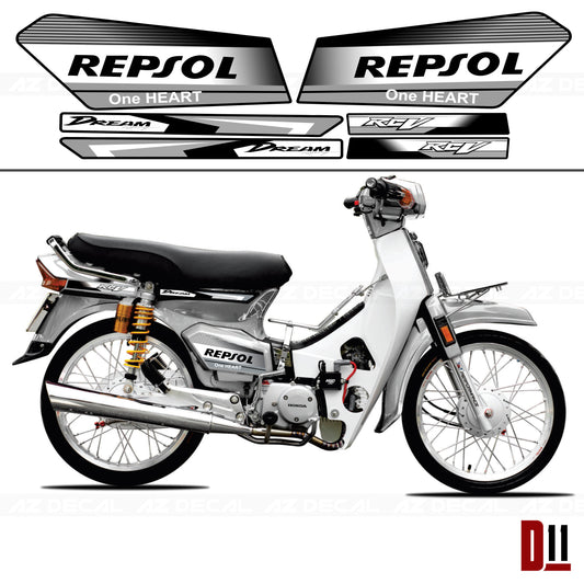 Tem xe Dream mẫu Repsol trắng xám