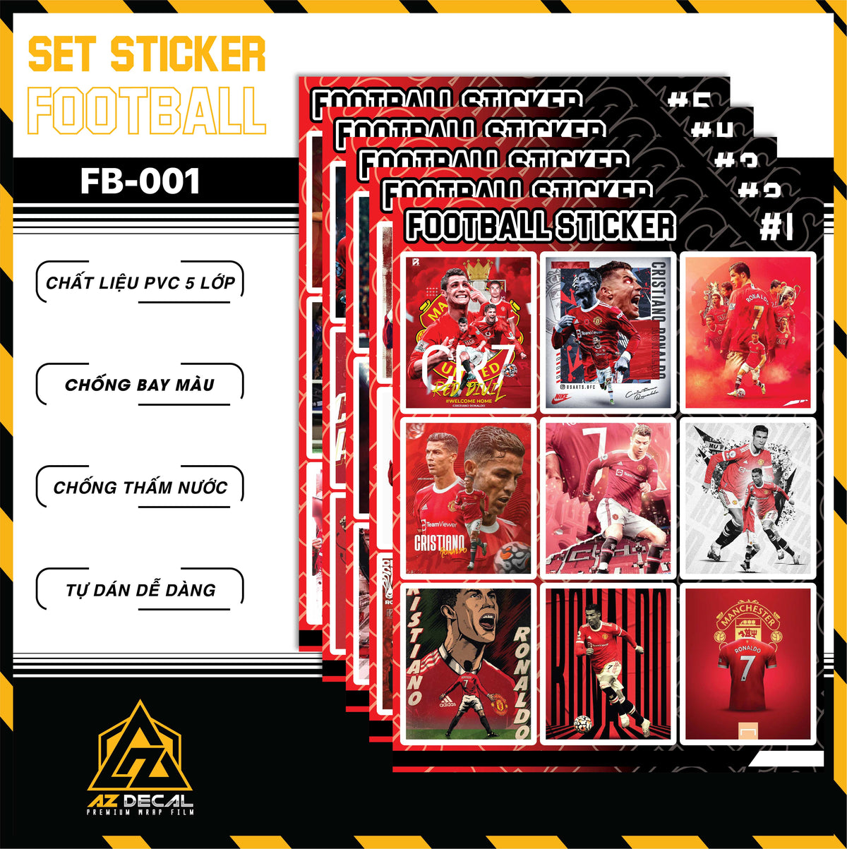 Sticker Dán Ô Tô, Xe Máy, Xe Điện, Xe Đạp, Mũ Bảo Hiểm | Football FB-001 CR7
