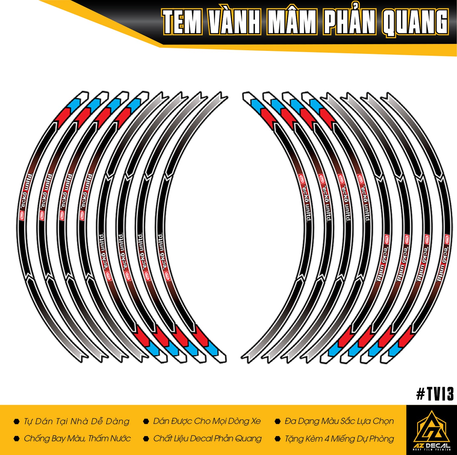 Tem dán vành Ecko Unitd phản quang tạo điểm nhấn