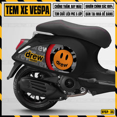 Tem xe Vespa Sprint - Primavera mẫu Drew House cho xe đen