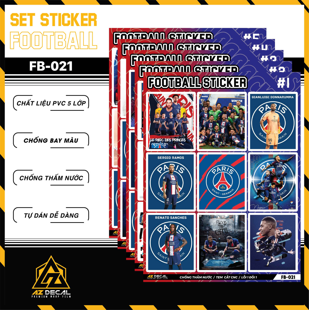 Sticker Dán Ô Tô, Xe Máy, Xe Điện, Xe Đạp, Mũ Bảo Hiểm | Football FB-021 PSG